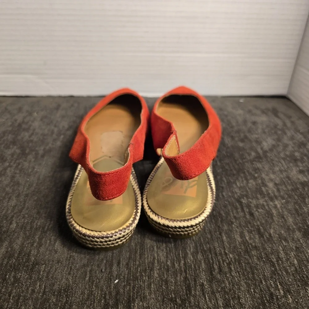 DV8 Dolce Vita Womens Red Suede Pointed Toe Slingback Espadrille Flats Size 6.5